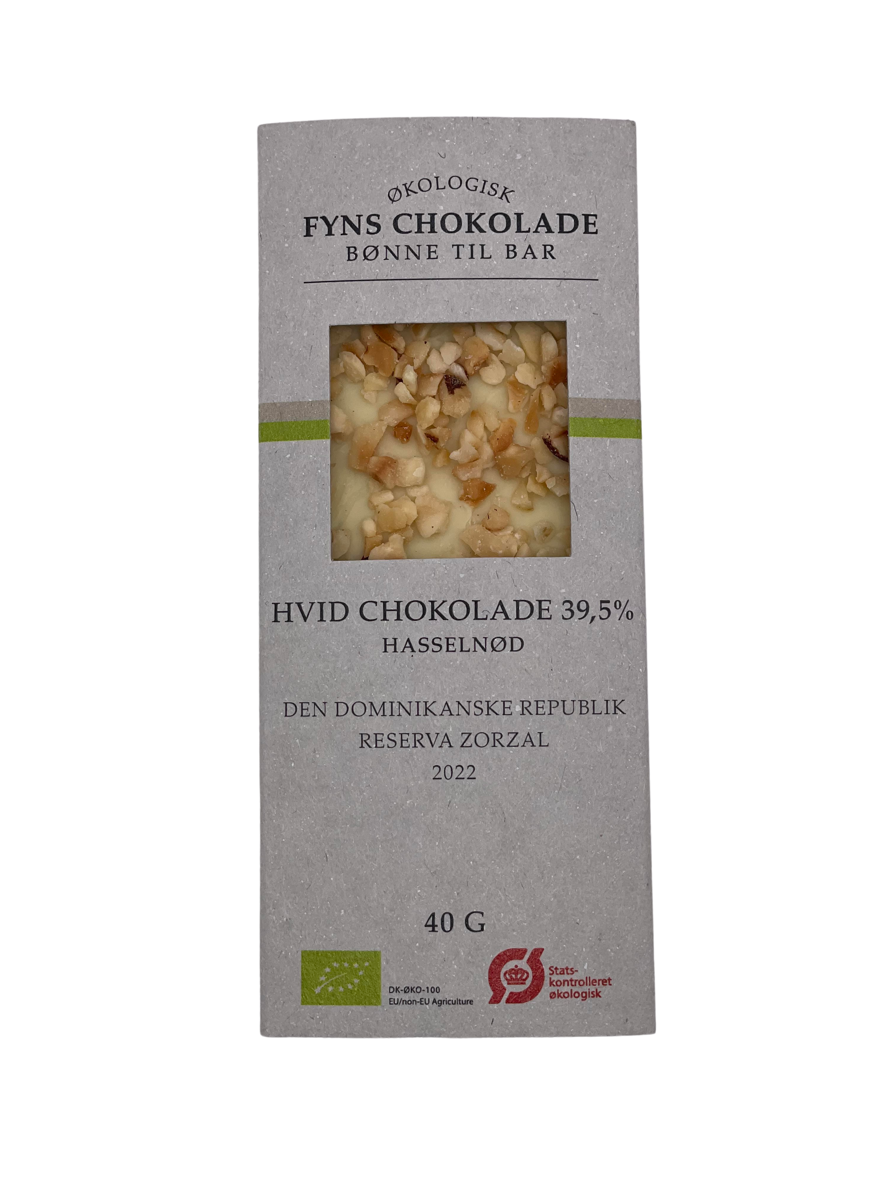 Hvid Chokolade med Hasselnødder 39,5%