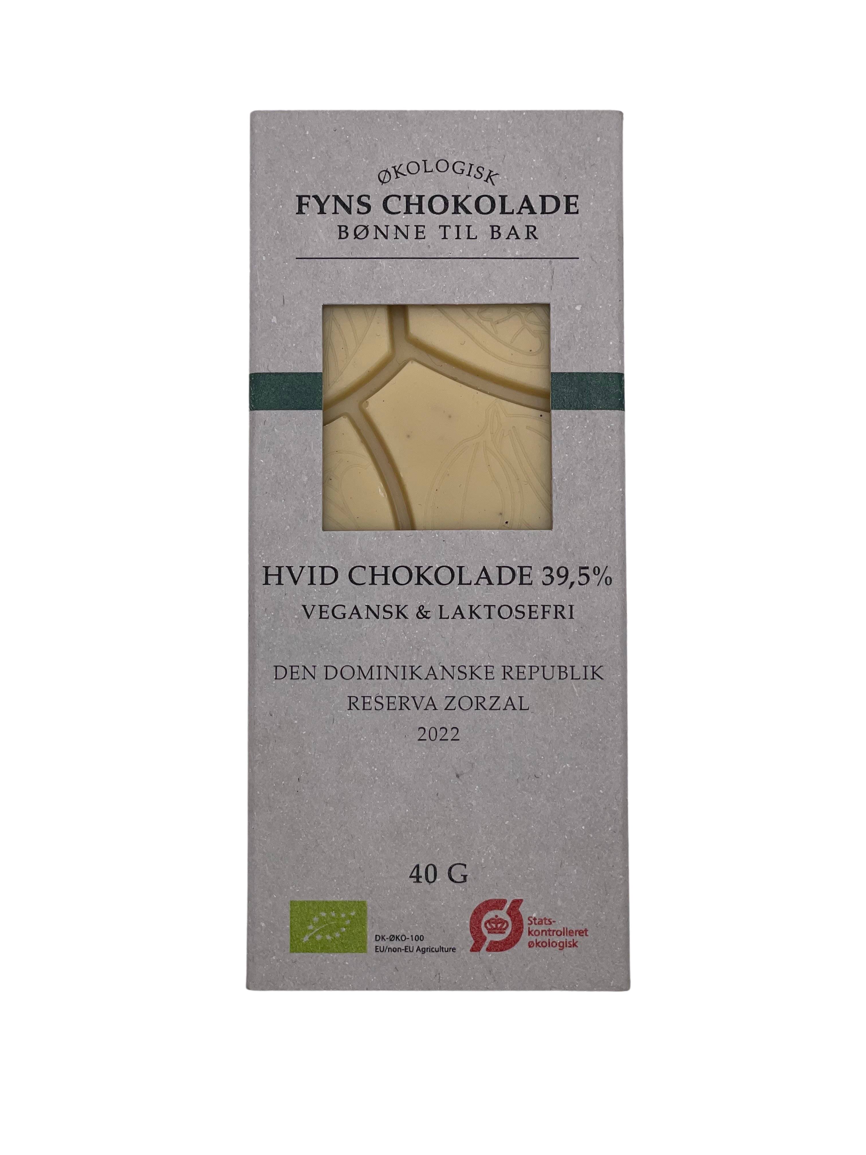 Hvid Chokolade 39,5% Vegansk/Laktosefri 40g